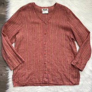 Flax size Medium M Tunic Linen Blouse Burgundy Red